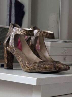 Vintage Adrienne Vittadini Faux Snake Skin Ankle Pumps Size 7M